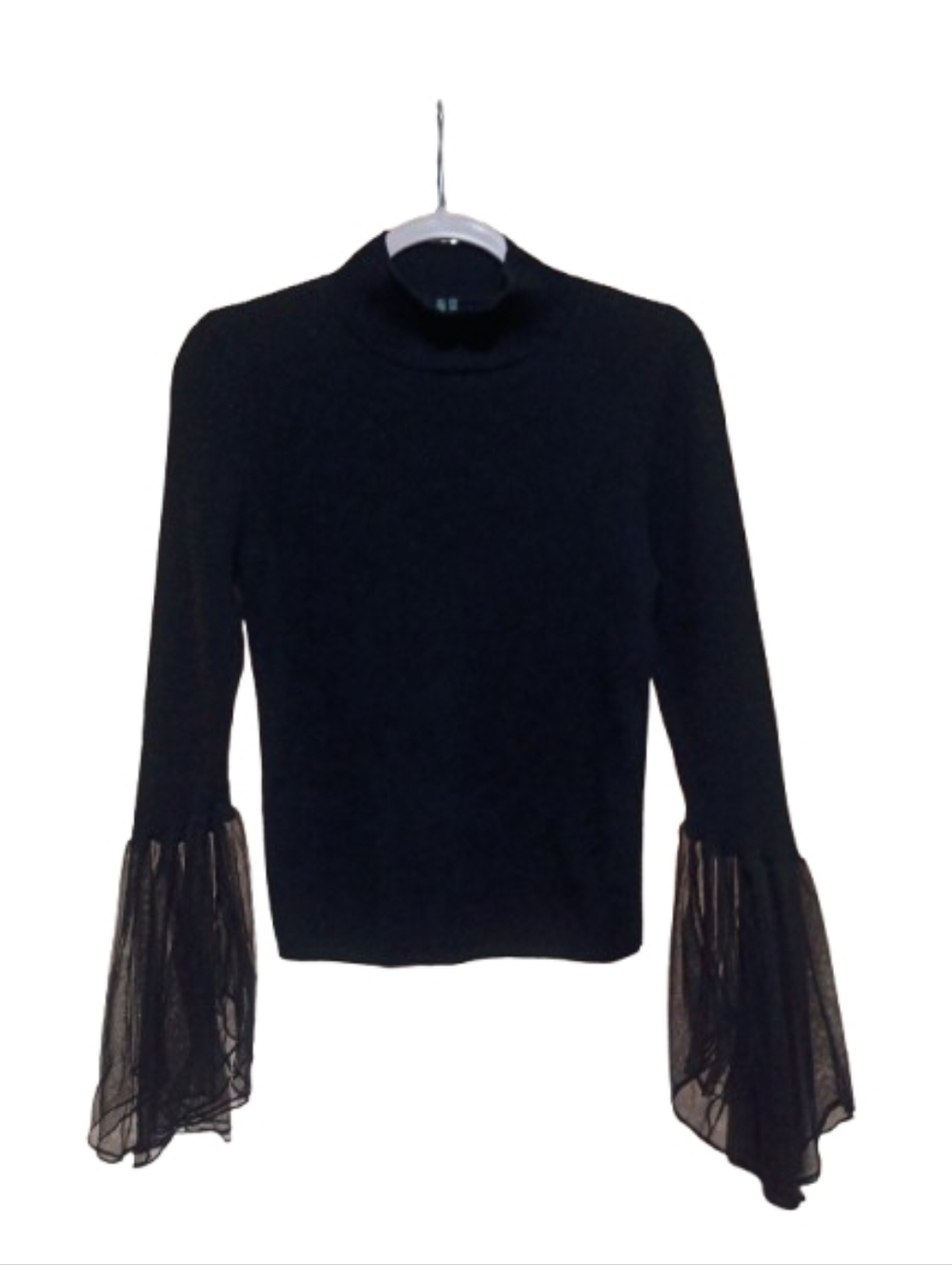 Anthropologie Sheer Cuff Ribbed Knit Top